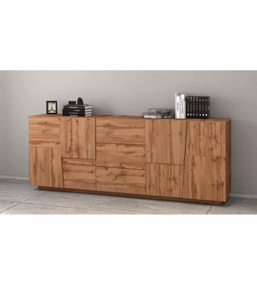 Web Furniture Credenza Pongo Sideboard 220 Rovere Wotan - 220x44x86 cm - Arredo moderno