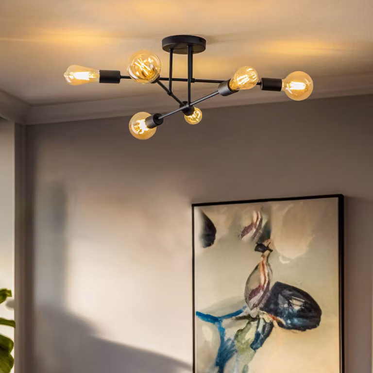 Plafoniera soffitto Cambridge HELAM, dimmerabile, Nero, Soggiorno / Sala da pranzo, Metallo, Moderno, Plafoniera