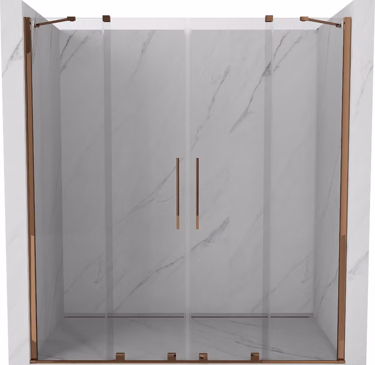 Mexen Velar Duo porta doccia scorrevole 180 cm, trasparente, oro rosa - 871-180-000-02-60
