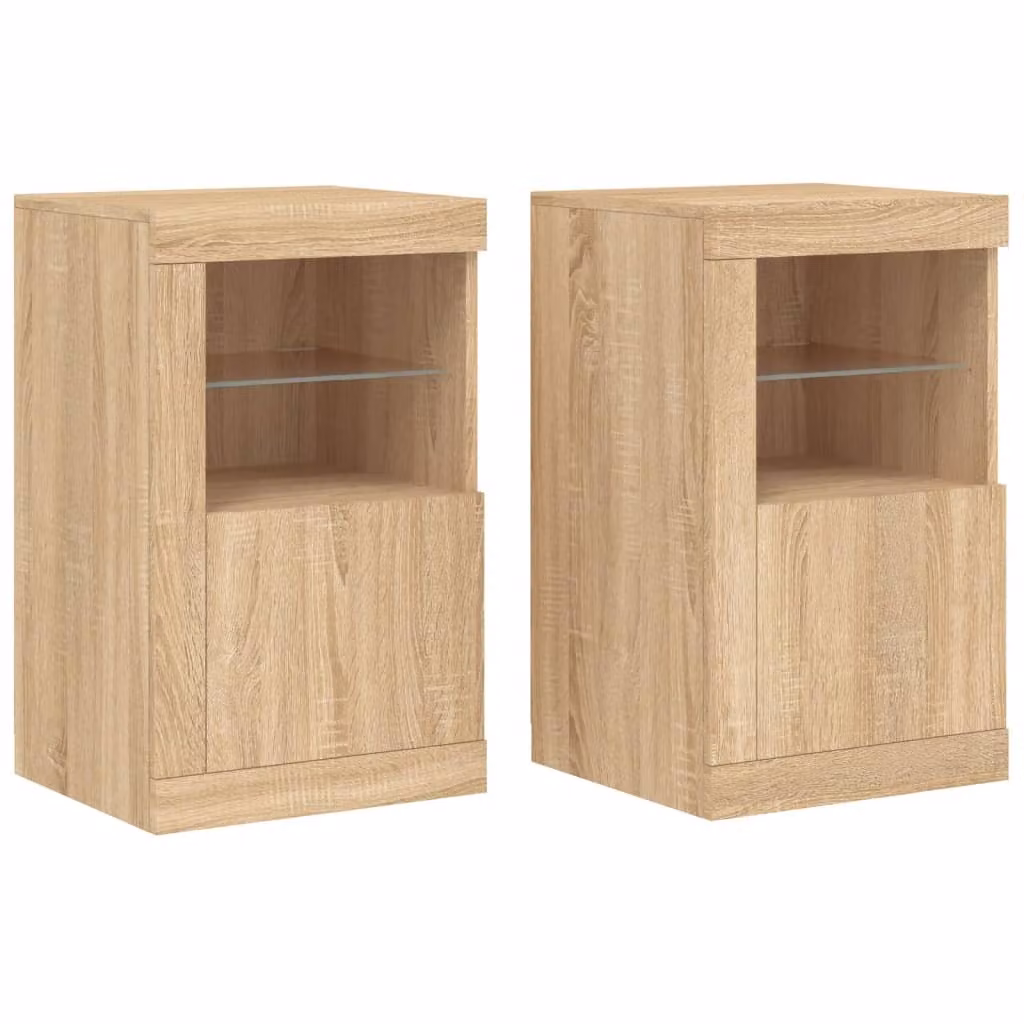 Armadietti con Luci LED 2pz Rovere Sonoma in Legno Multistrato