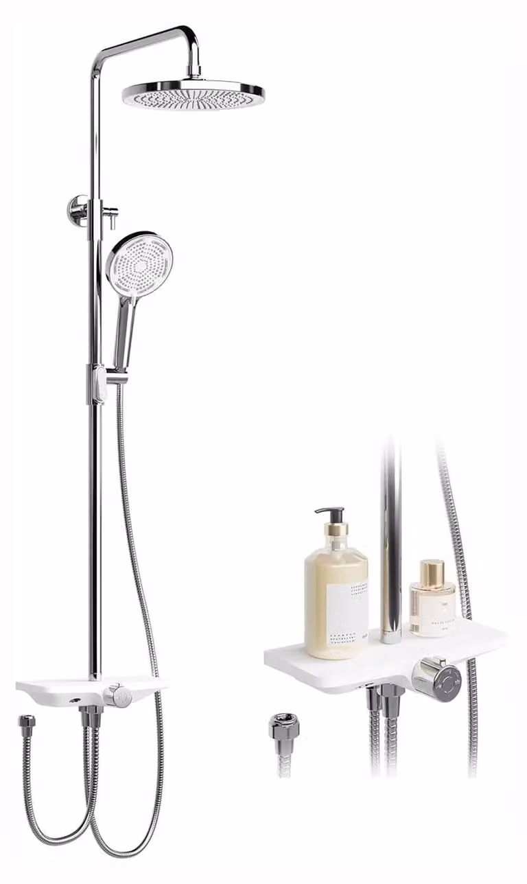 Set doccia, con soffione e doccetta multifunzione, in acciaio inossidabile, colore argento