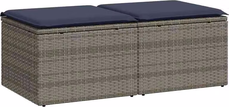 Set Divano Giardino 2 pz con Cuscini Grigio Polyrattan Acacia