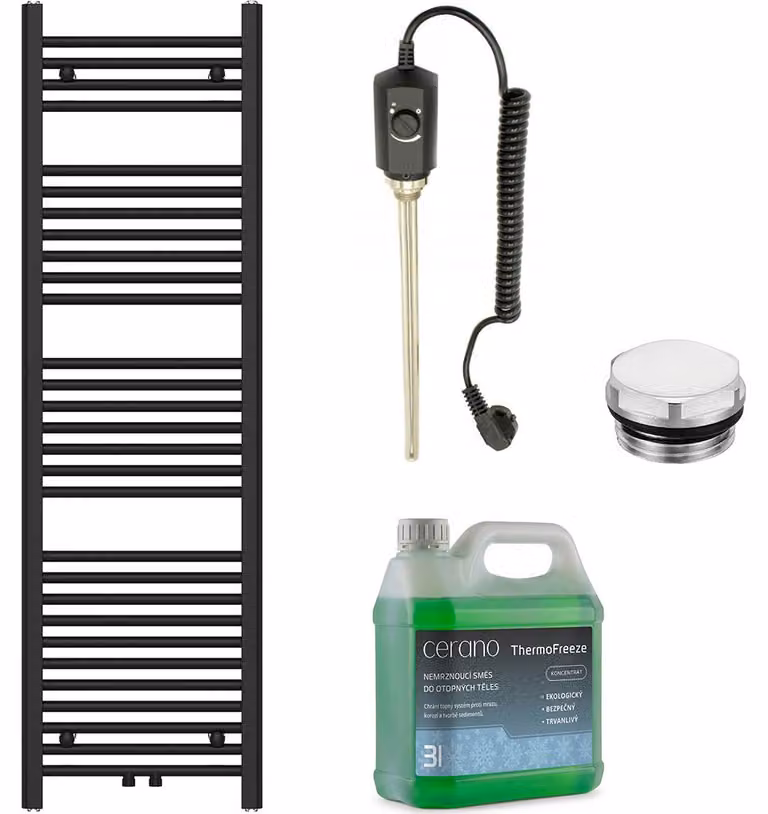 Kit radiatore elettrico da bagno Benito - 600W - nero opaco - 1500x450 mm
