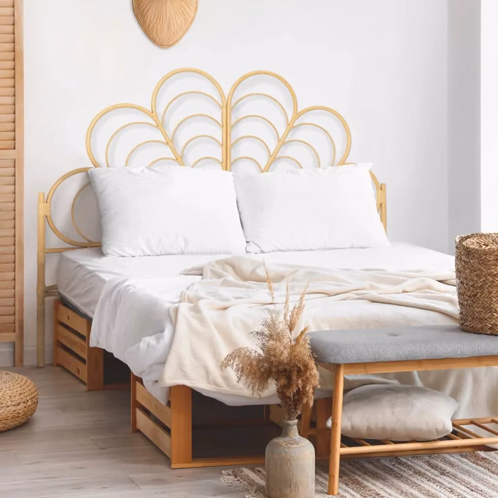 Testiera per letto IDMarket IVY effetto rattan marrone L: 160 cm – 2