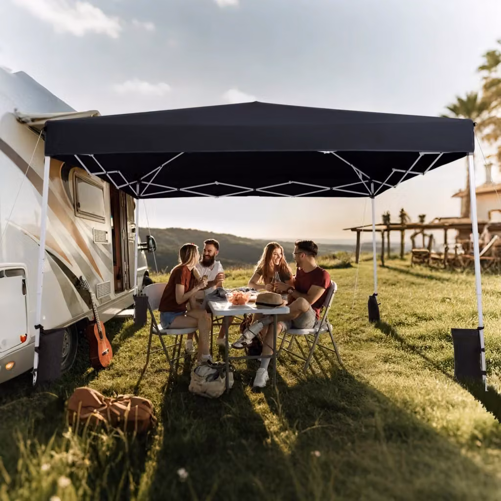 Gazebo da esterno pop up pieghevole regolabile in altezza con 4 sacchi di sabbia e borsa da trasporto Nero – 2