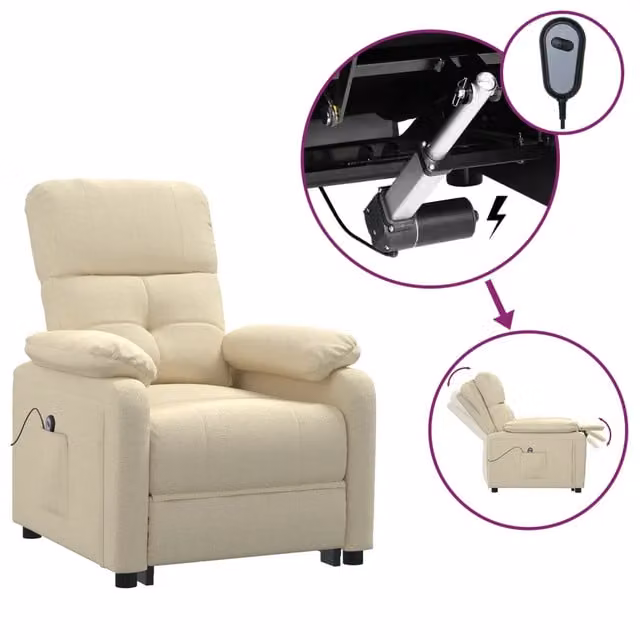 Poltrona | Sedia Relax Elettrica Reclinabile Crema in Tessuto