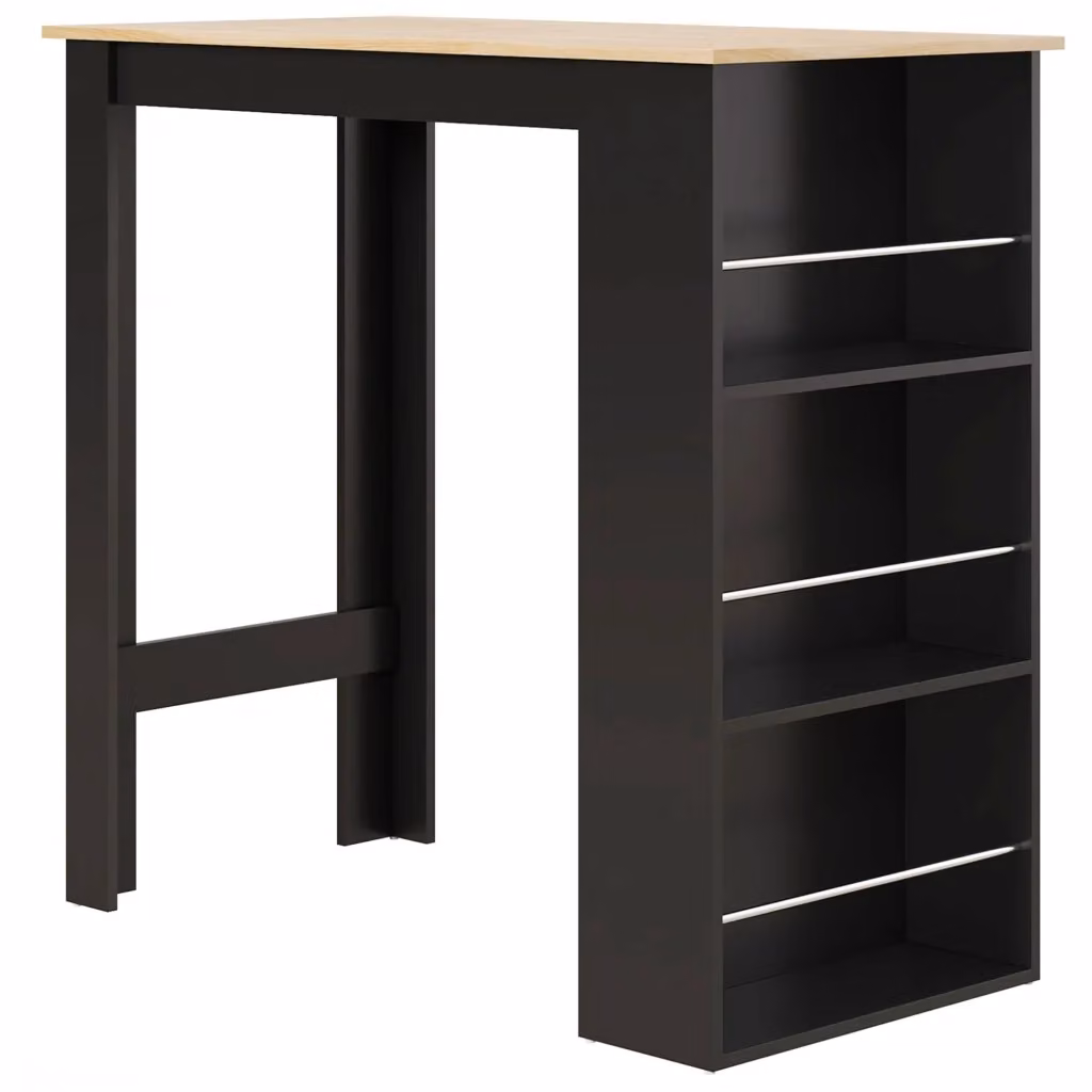 Tavolo da bar Minimal nero con 3 ripiani L: 112 cm, P: 57 cm, H: 106 cm – 2