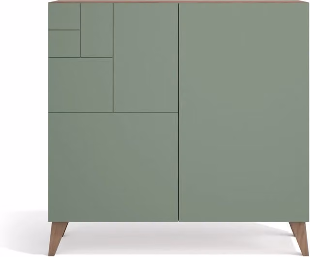 Scarpiera Herdasa effetto noce ante verde gambe noce 87x90x27