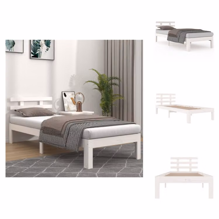 vidaXL Letto in legno massiccio bianco 90x190 cm - Letti & reti