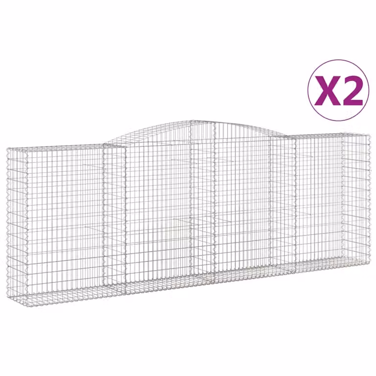 Cesti Gabbioni ad Arco 2 pz 400x50x140/160 cm Ferro Zincato