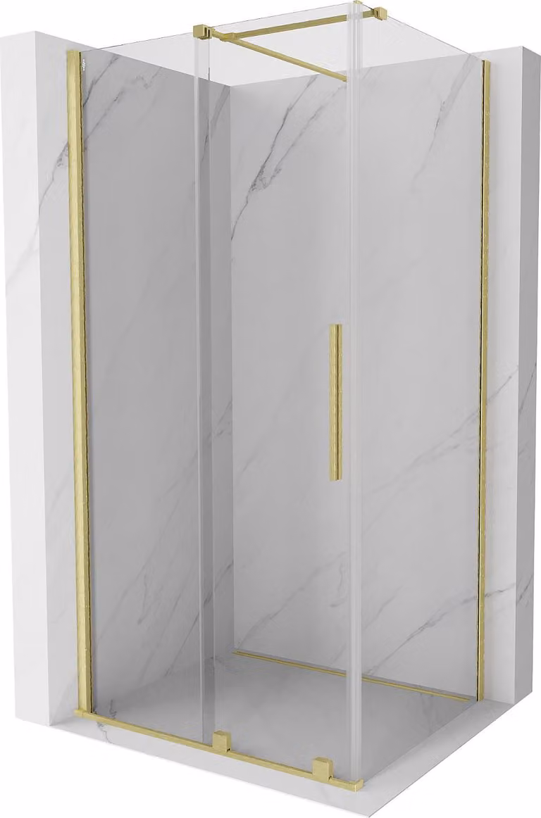 Mexen Velar cabina doccia scorrevole 100 x 75 cm, trasparente, oro spazzolato - 871-100-075-01-55