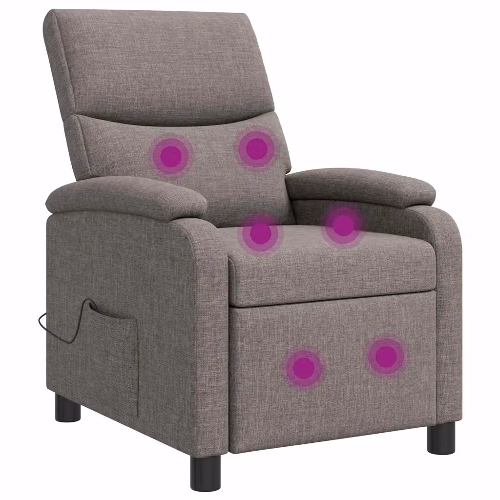 Poltrona Relax Recliner vidaXL in Tessuto Beige e Grigio con Braccioli e Imbottitura Mista – 2