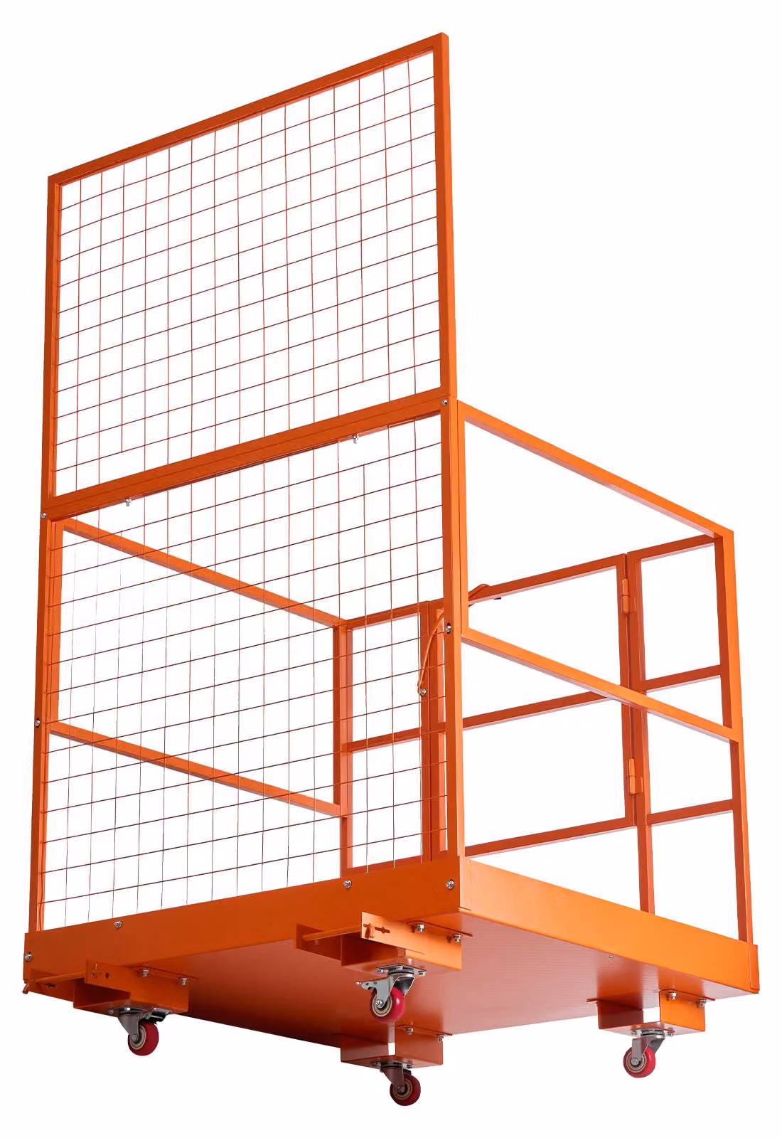 Piattaforma per graffatrici SucceBuy, dimensioni 1225x1148 mm, cestello di lavoro Acciaio al carbonio resistente con capacità di carico di 635 kg, dotato di aperture di accesso da 155x60 mm, perno di blocco e ruote – cestello di sicurezza per lavori in qu