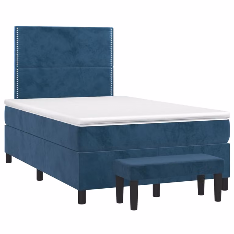 Maison Exclusive - Letto boxspring con materasso blu scuro 120x190 cm velluto