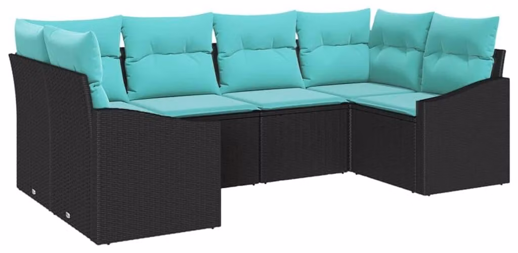 Set di divani con cuscino 6 pcs Nero polyrattan