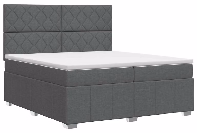Letto a molle con materasso grigio scuro 200 x 200 cm in tessuto