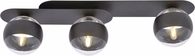 Plafoniera Minimal Patroclus Luceart-Classic in metallo nero con 3 luci E14 e vetro trasparente – 1