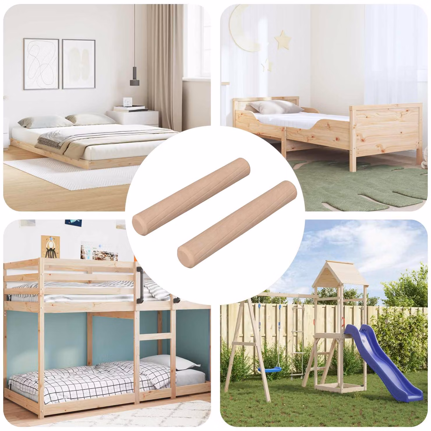 Set di 2 tasselli in legno massello naturale vidaXL, diametro: 6 mm, lunghezza: 40 mm