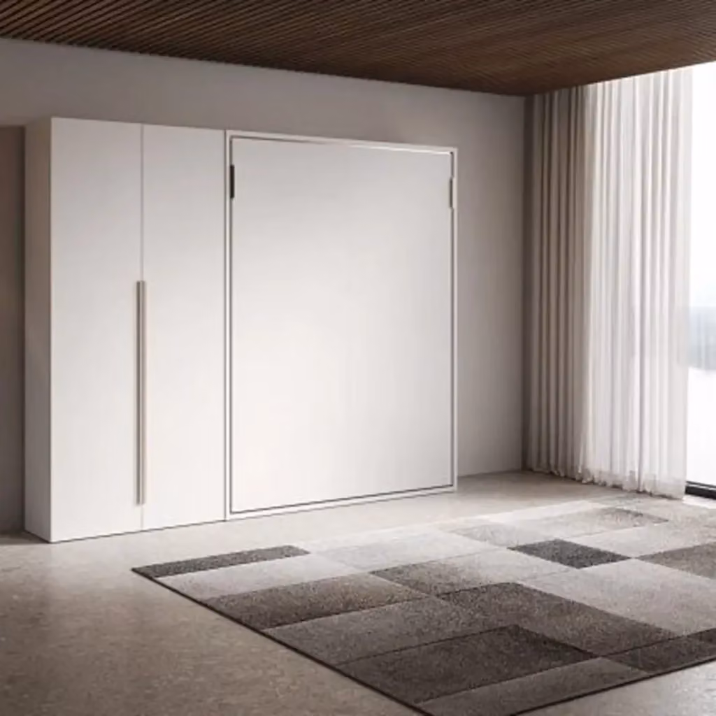Letto matrimoniale a scomparsa Versia Itamoby con armadio a sinistra a 2 ante, colore bianco – 2