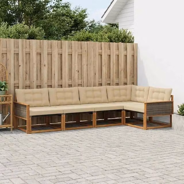 Set di divani da esterno 5 pz Naturale e Beige 3381421