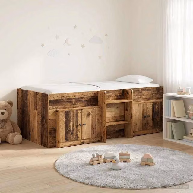 Struttura Letto Loft con Mobile con porta 3 pz Legno antico 3423388
