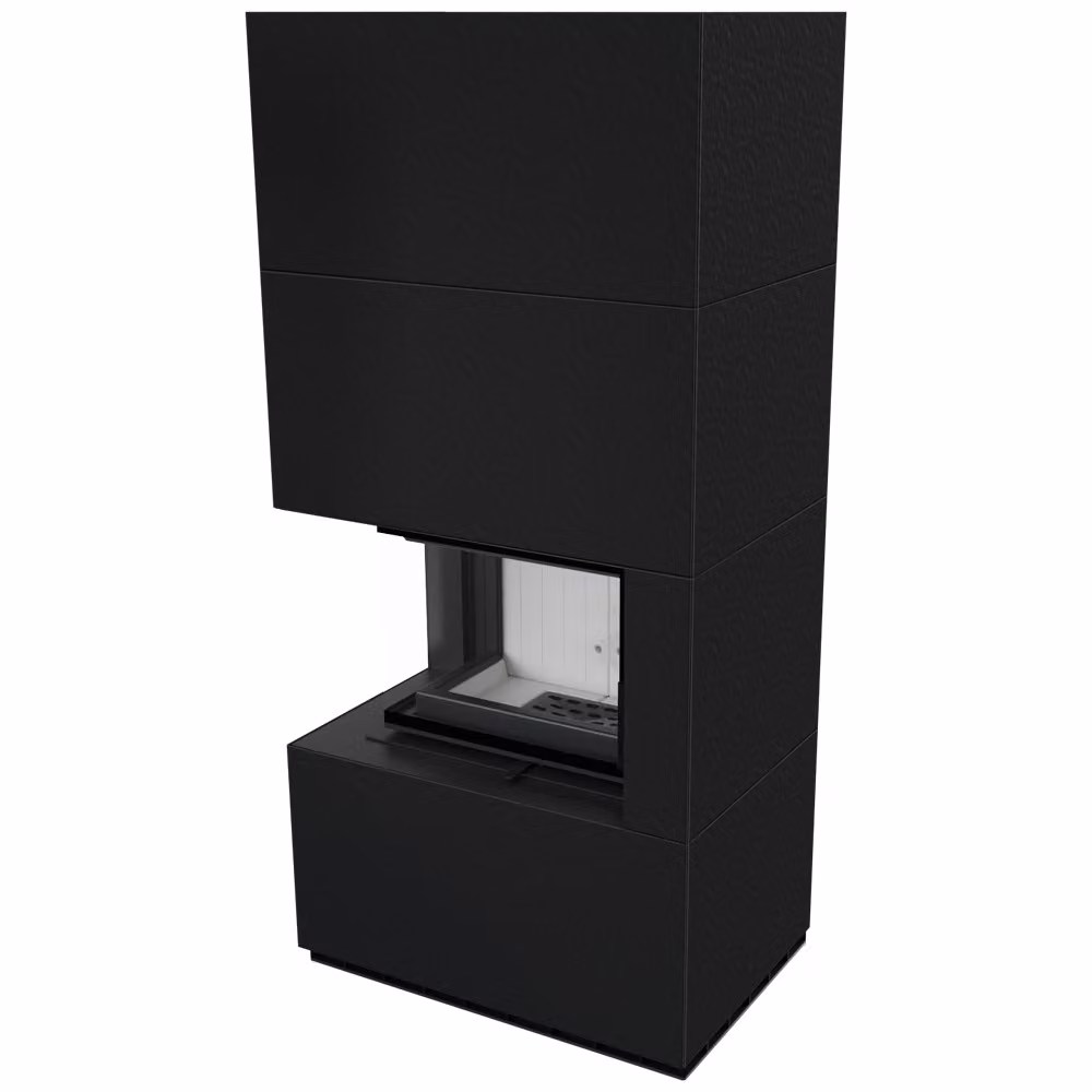 Inserto per caminetto KRATKI FLOKI sinistro 8 kW Ø 160 Kit pannello in granito ZIMBKRATKI ABWE NERO