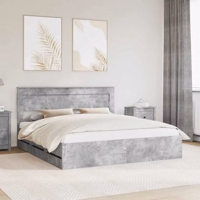 Struttura del letto con cassetto Grigio cemento 200 x 200 cm 3409825