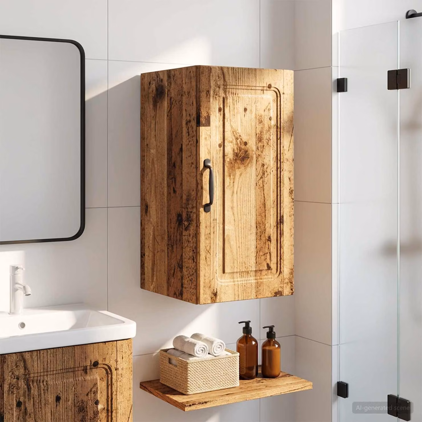 Armadio da bagno a muro vidaXL UTRECHT in legno antico marrone L: 30 cm, P: 31 cm, H: 59 cm