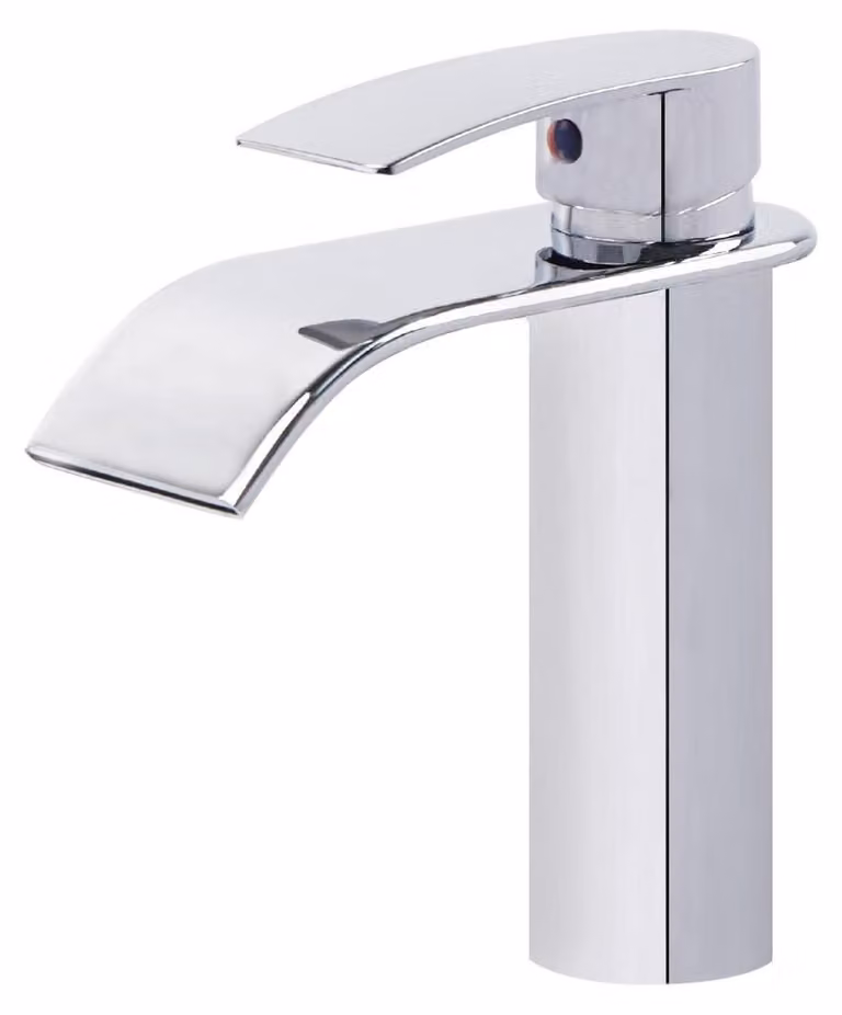 Rubinetto da bagno, modello cascata, finitura cromata, realizzato in acciaio inossidabile 304, con cartuccia in Vetroceramica, altezza 17 cm