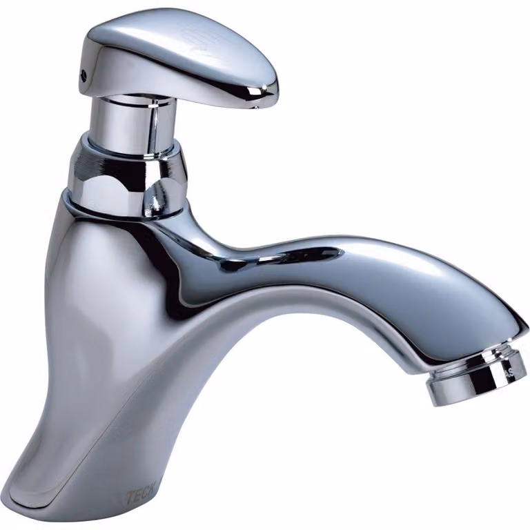 Miscelatore monocomando per lavabo, cromato, con chiusura automatica, portata di 0,5 galloni al minuto