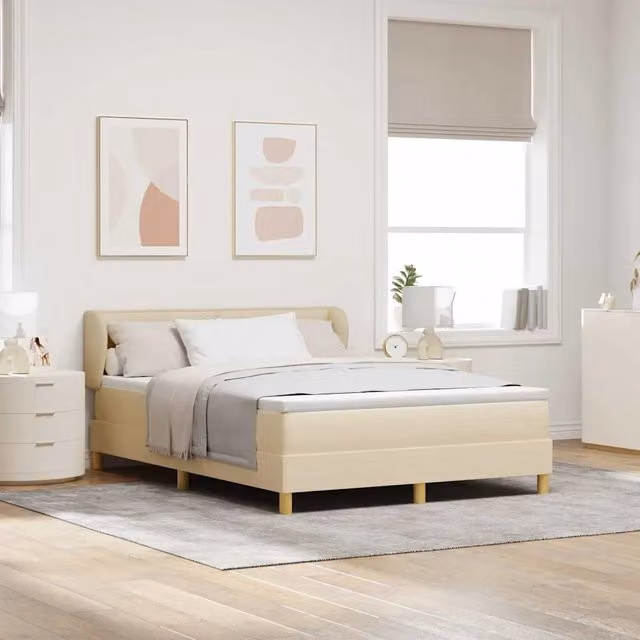 Letto a molle con materasso vidaXL in tessuto beige L: 140 cm, P: 190 cm