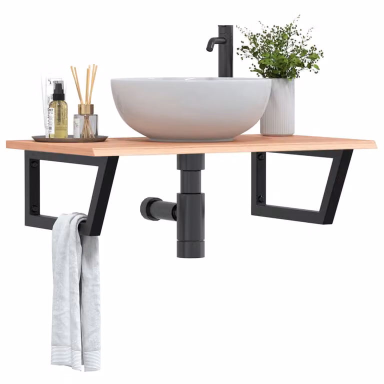 vidaXL Ripiano a Parete per Lavabo Moderno in Rovere e Metallo Nero e Marrone