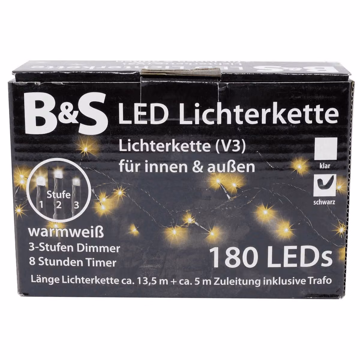 Luci di fata 180 LED per interni ed esterni 8 ore luci di fata bianco caldo