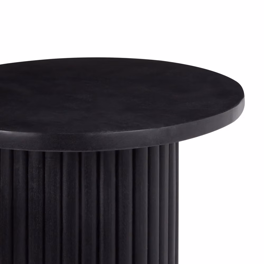 Tavolino rotondo moderno BELIANI con piano in legno di mango e finitura nera per soggiorno L: 50 cm, P: 50 cm, H: 40 cm – 2