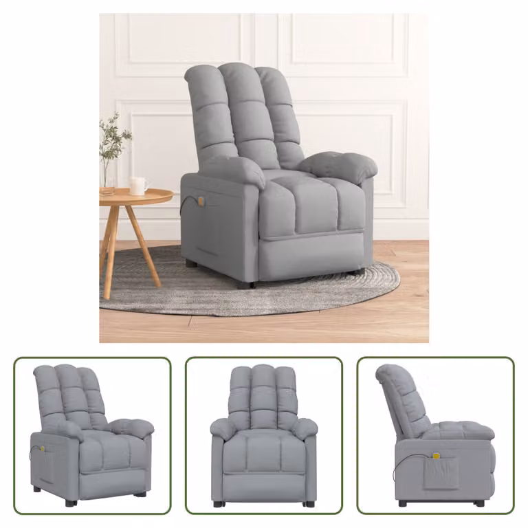 The Living Store poltrona massaggiante in tessuto grigio chiaro