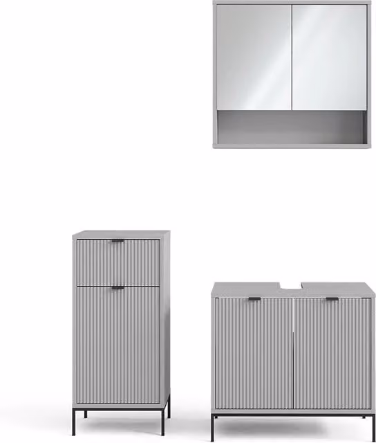 Set di mobili da bagno Eliza Grigio 3 pezzi Vicco