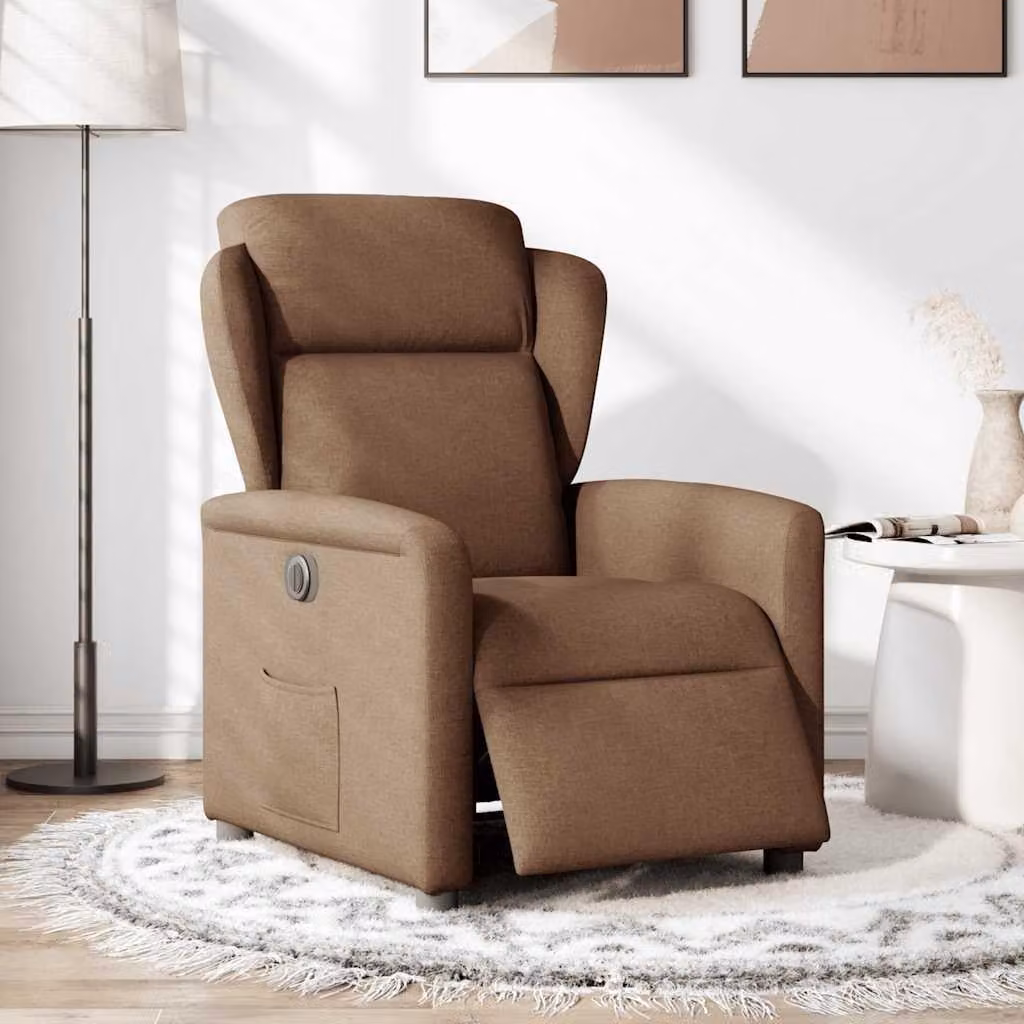vidaXL Poltrona relax elettrica in tessuto marrone