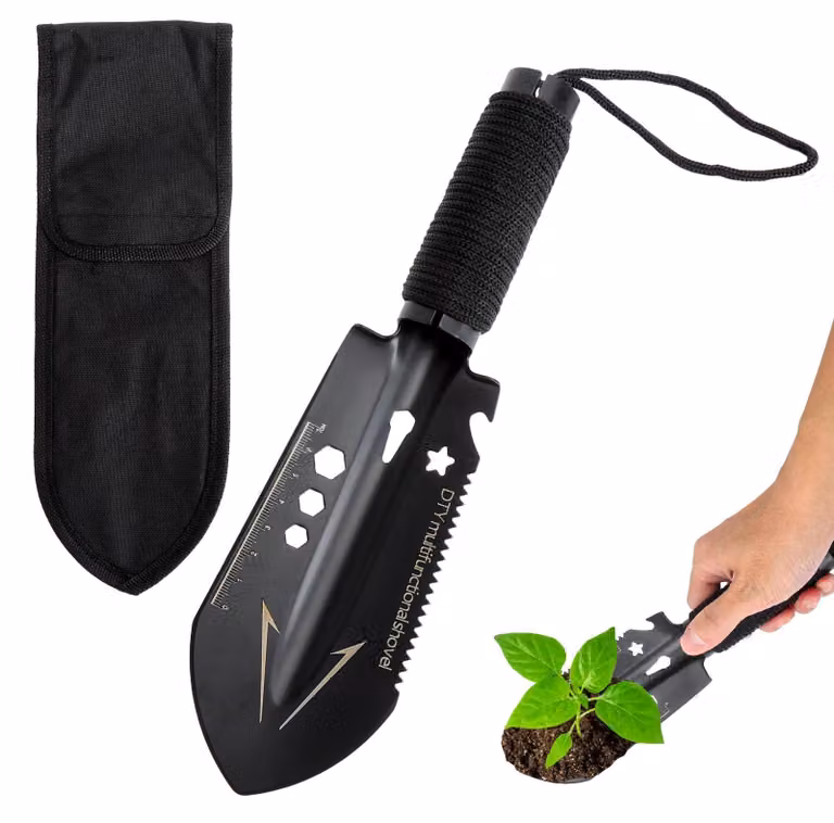 Piccola pala da campeggio, 7-in-1, pala multifunzionale con manico in paracord