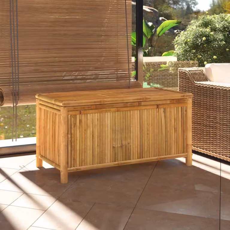 vidaXL Cassapanca da giardino 110x52x55 cm in bambù - Cassapanca da giardino - Cassapanca da giardino - Cassetta da giardino - Cassetta da giardino