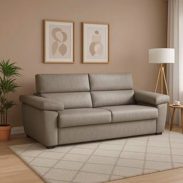 Divano Giffone a 3 posti Made in Italy con rivestimento sfoderabile in tessuto grigio, L: 225 cm, P: 95 cm