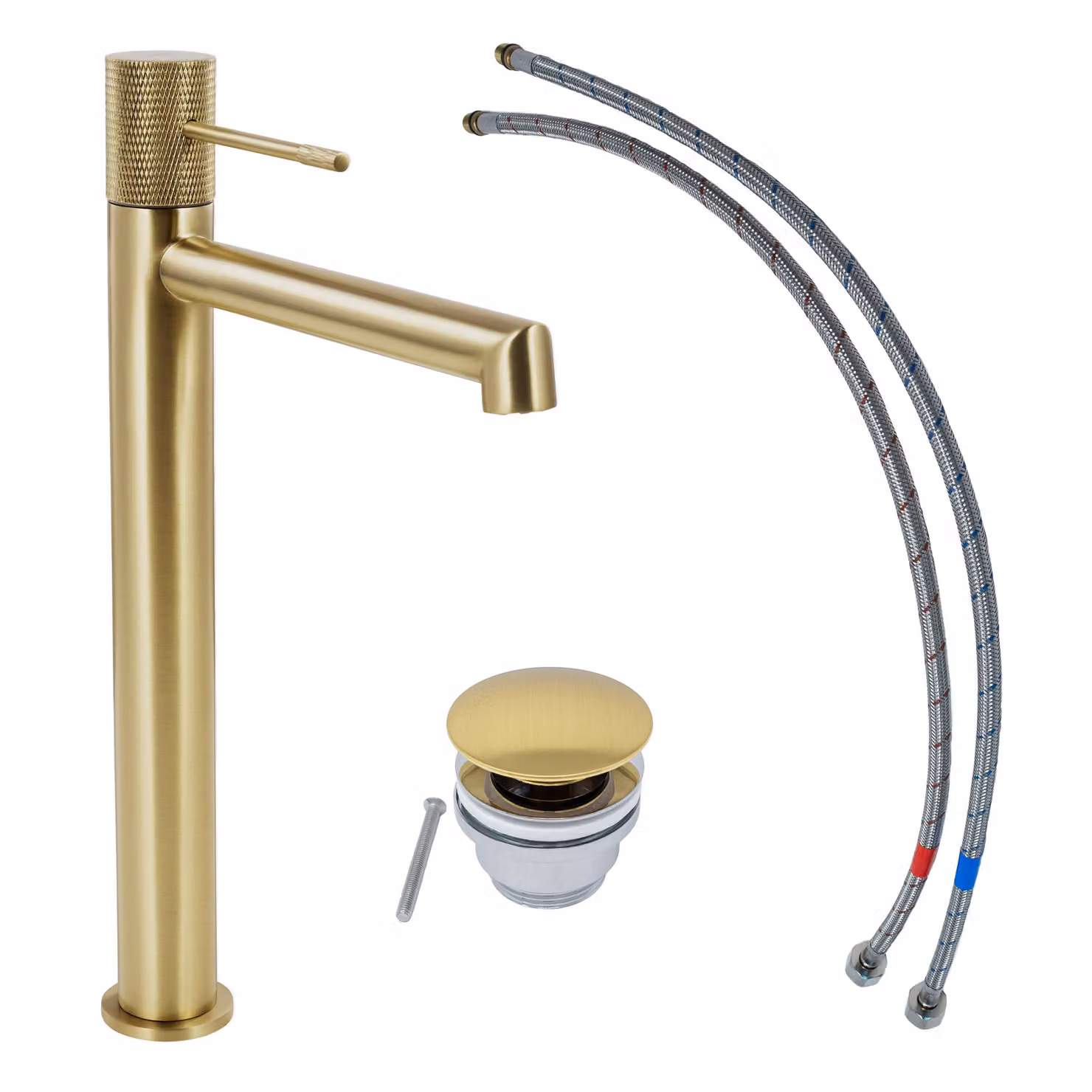 Rubinetto per lavabo SCHÖNER WOHNEN collezione KADIA L, oro opaco, rubinetto adatto ai lavabi da appoggio del bagno