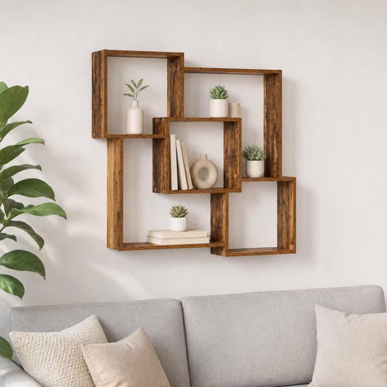 vidaXL Mensola da parete moderna in legno color marrone L: 98 cm, P: 17 cm, H: 91 cm