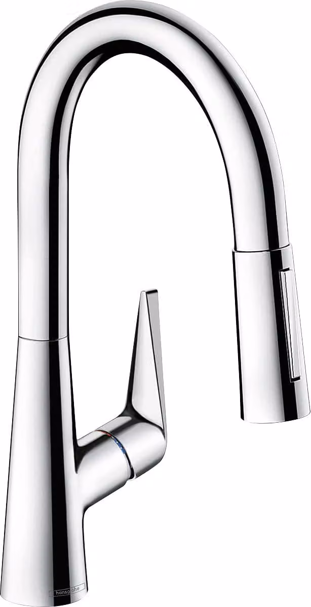 Rubinetto da cucina, con doccetta estraibile, girevole a 110°/150°, finitura cromata