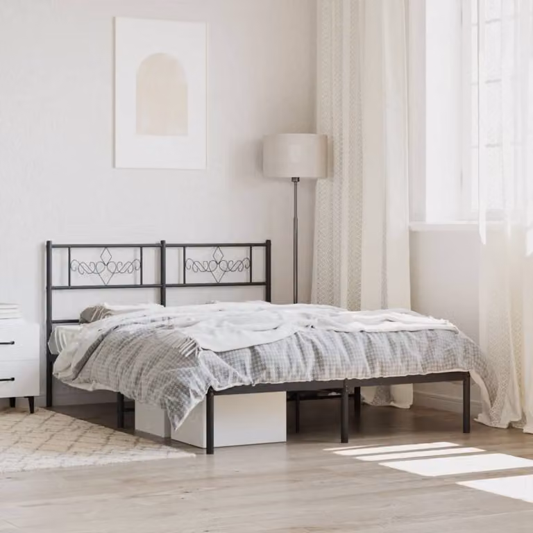 vidaXL Giroletto con Testiera in Metallo Nero L: 160 cm, P: 200 cm