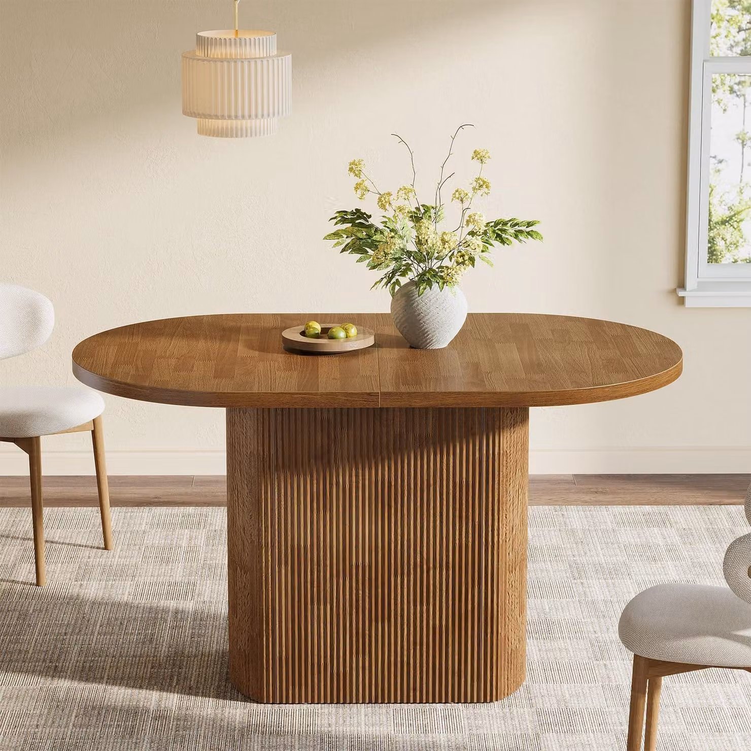 Tavolo da pranzo Tribesigns per 4 persone, tavolo da cucina in legno rustico da 120 cm con base in legno, piccolo tavolo da pranzo per sala da pranzo, cucina, soggiorno, marrone