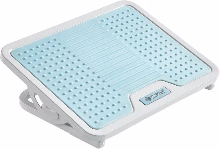 Poggiapiedi ergonomico con 3 posizioni di altezza, struttura in metallo, superficie massaggiante, antiscivolo, ideale per l'ufficio