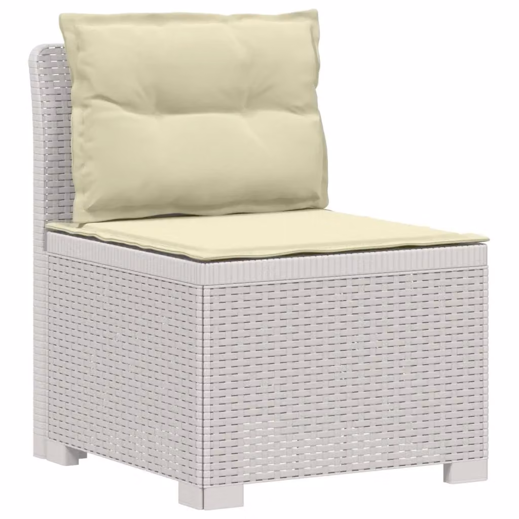 Divano da giardino a 1 posto con cuscini in rattan bianco per esterno e balcone – 2