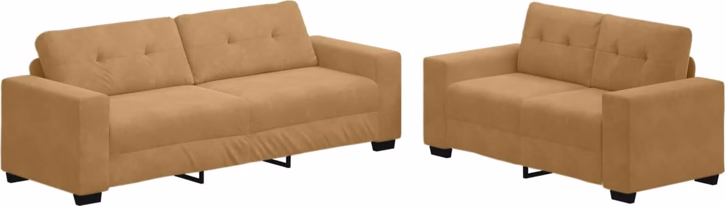 set divano 2 pezzi con cuscini in velluto marrone