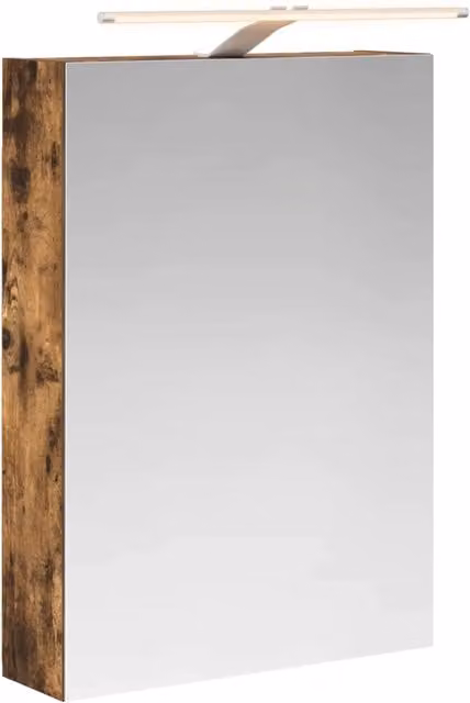 Armadio da bagno sospeso con illuminazione LED in Rovere fumè DESIGN IN, L: 50 cm, P: 14,5 cm, H: 70 cm