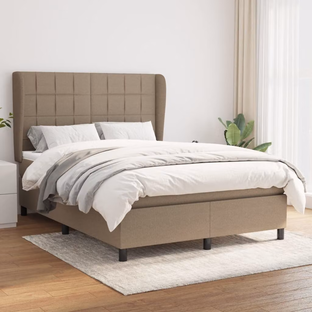 Maison Exclusive - Giroletto a Molle con Materasso Tortora 140x190 cm in Tessuto
